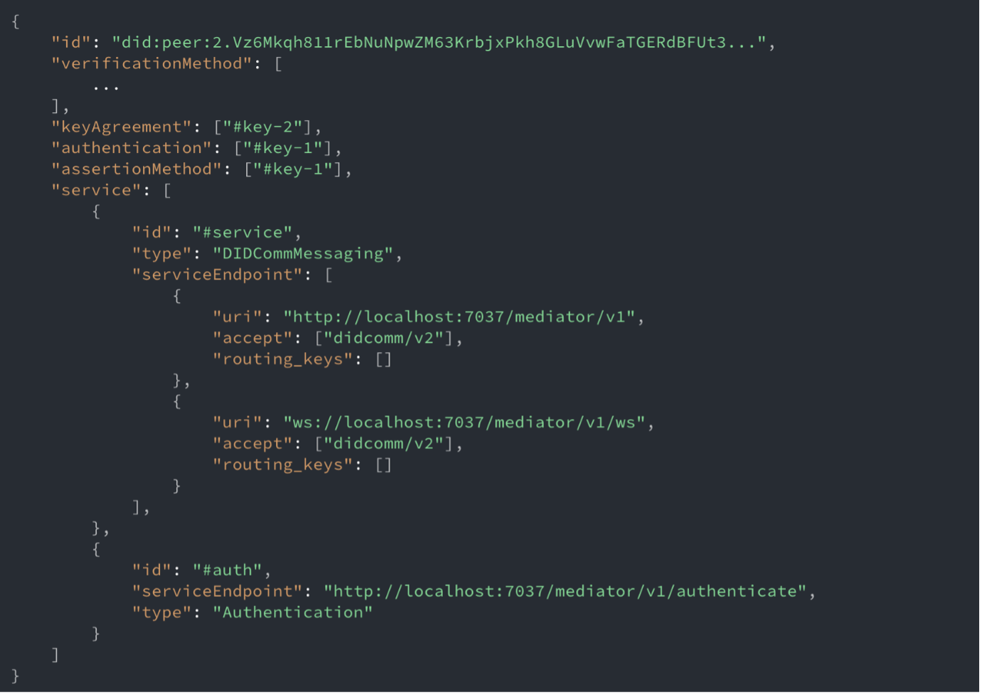 DID peer 2 code example